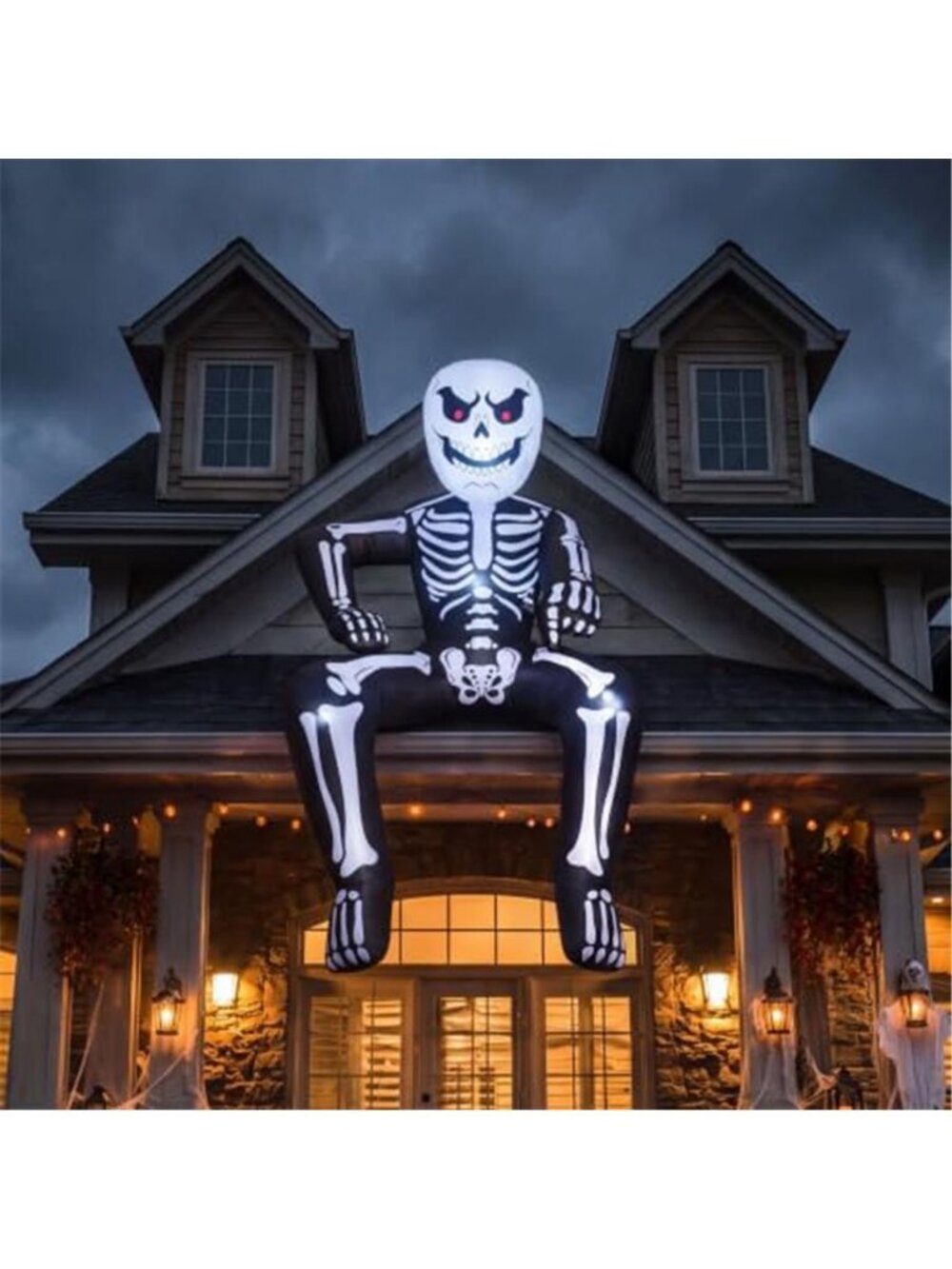 JOYIN 8.5FT Halloween Inflatable Rooftop Skeleton Decoration with Built-in LED